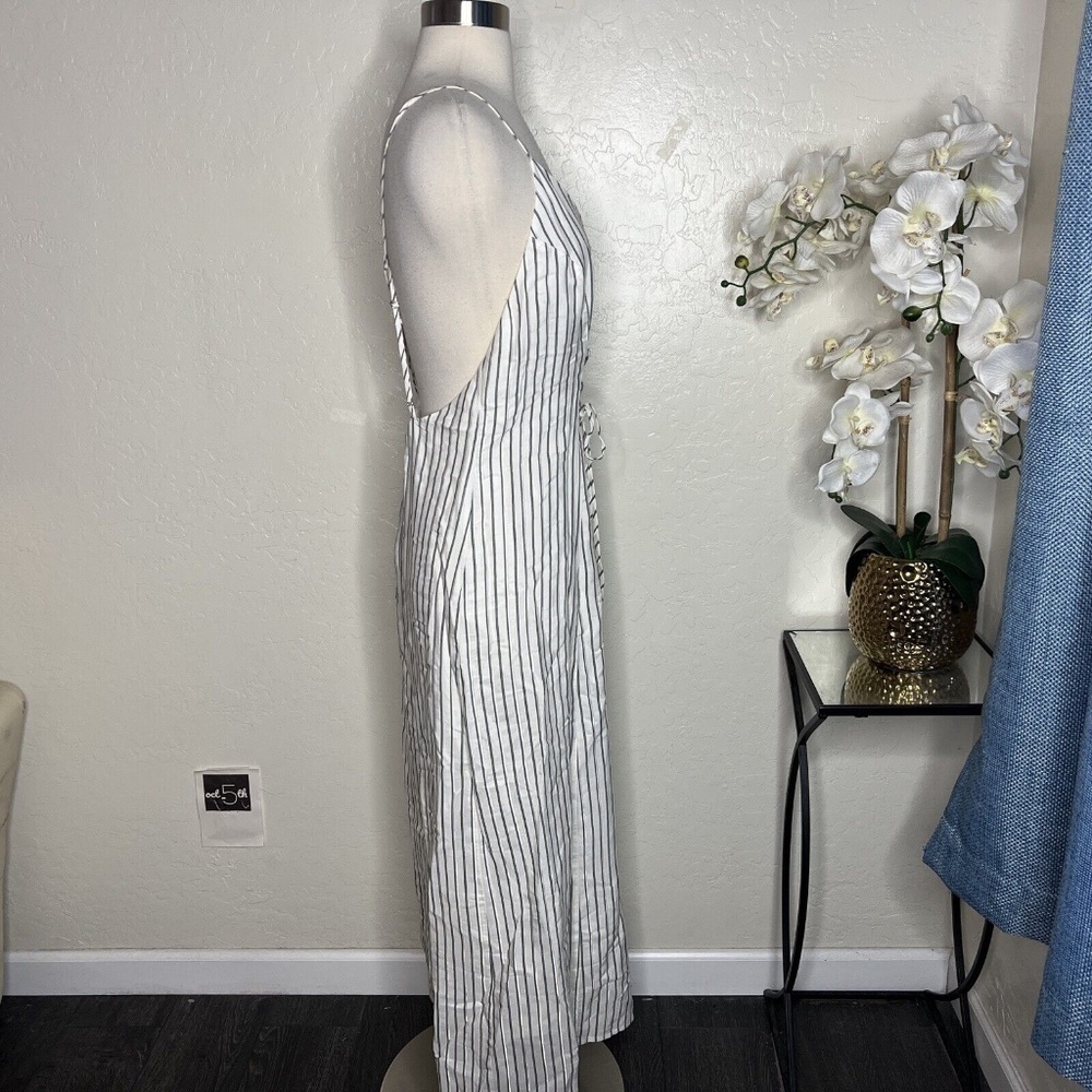J Brand Satin Stripe Adeline Midi Dress Size Medium - Picture 3 of 10